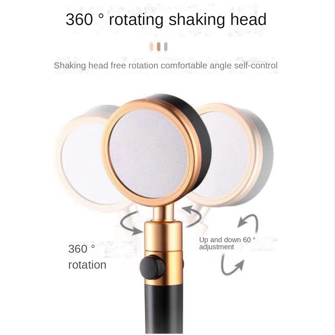

360 Roating Shower Head High Pressure Turbo Shower One-key Stop Water Shower Head For Bathroom