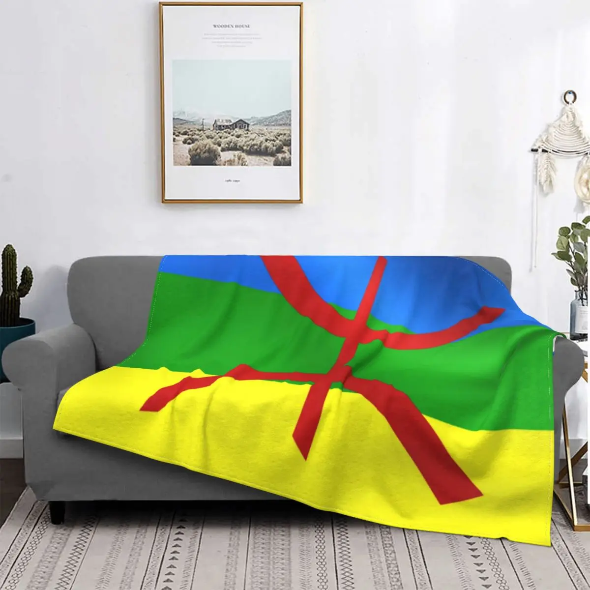 

Carpet Blanket 3D Printed Soft Flannel Fleece Warm Amazigh Bohemia Boho Throw Blankets for Travel Bed Couch Quilt
