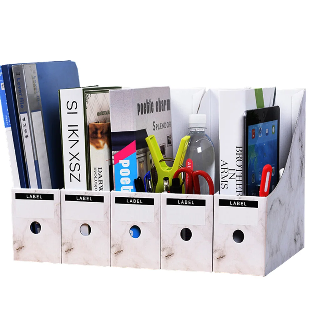 

5pcs/set Stationery File Holder Storage Box Rack Desk Organiser Document Paper School Magazine Foldable Paperwork Pencil