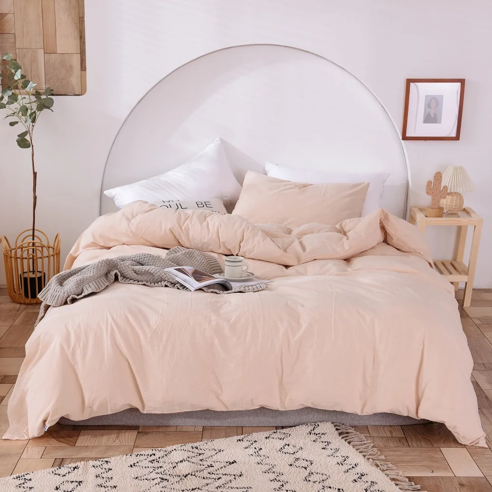 

Modern Cotton Pink Duvet Covers Set Queen King Size 3-Piece For Home And Hotel