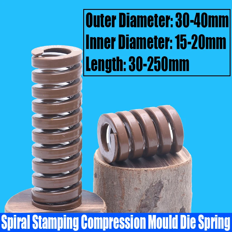 

1PCS Brown Heavy Load Spiral Stamping Compression Mould Die Spring Outer Diameter 30-40mm Inner Diameter 15-20mm L=30-250mm