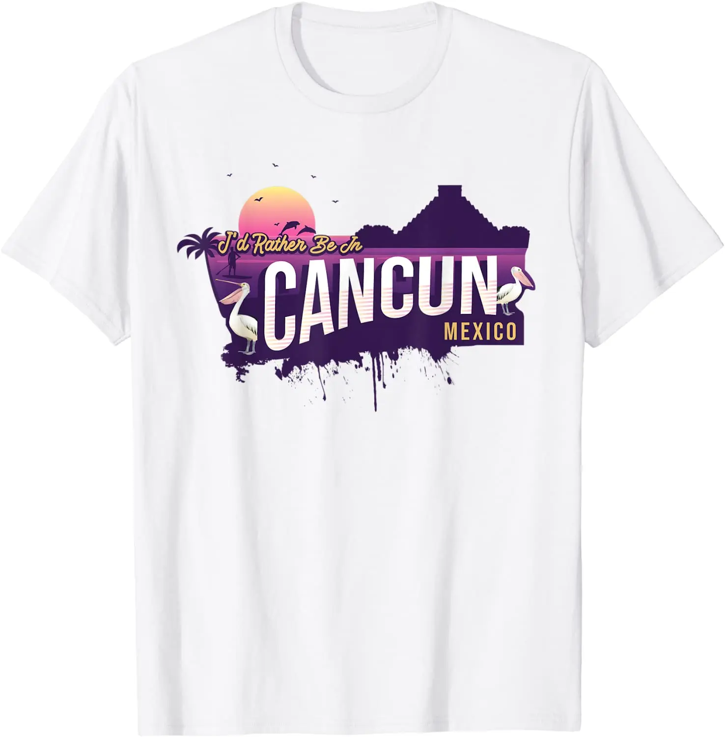 

I'd Rather Be In Cancun Mexico Vintage Souvenir T-Shirt