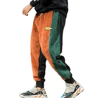 loose casual large size contrast color long pants autumn and winter personality mens trousers with feet corduroy pants