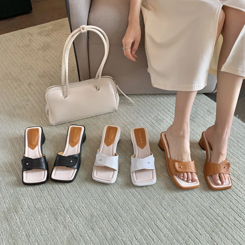 

Туфли на высоком каблуке, базовые Шлепанцы из искусственной кожи, на каблуке, базовая обувь в римском стиле