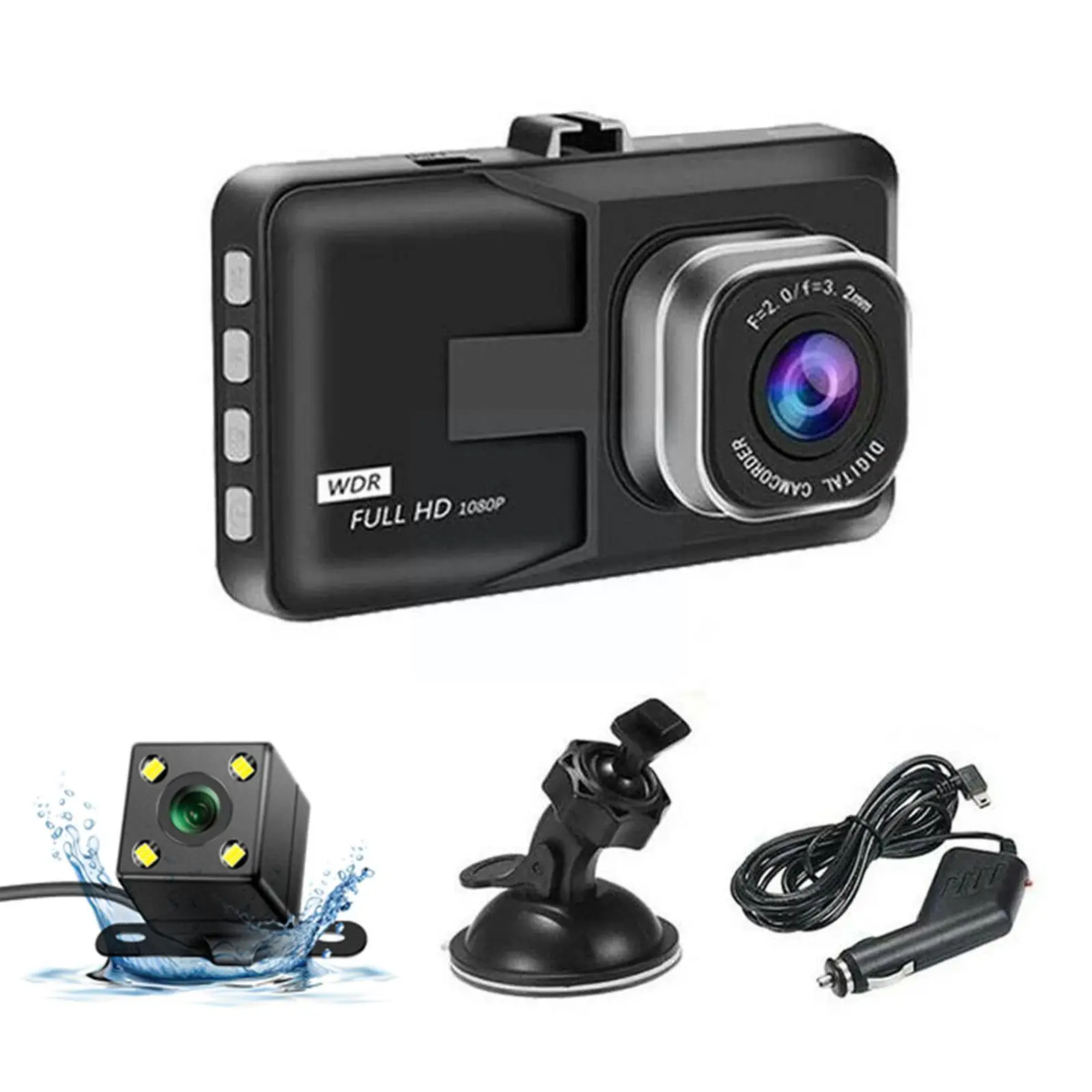 

3 Inch Car Dash Camera Full 1080P DVR Car Driving Video Loop Recorder Vehicle Camera For Front and Rear Night Vision G-Sens T3R1