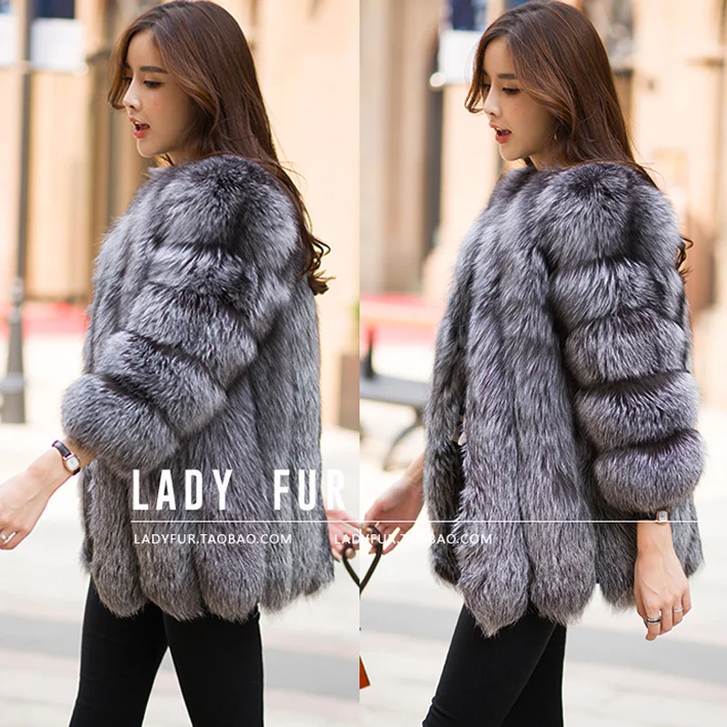 ICCLEK Luxury fox fur grass women's coat 2016 new medium and long fox fur coat special price