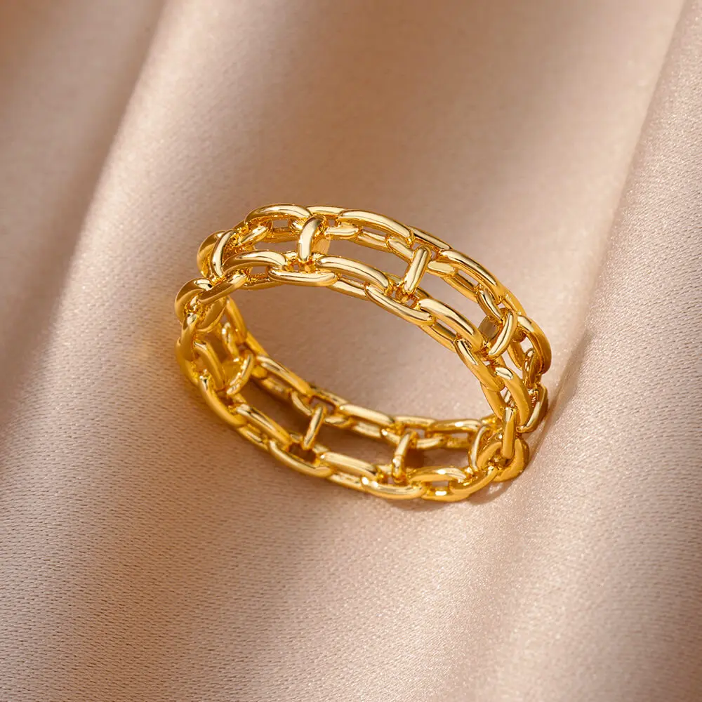 

Cuban Chain Rings for Women Men Vintage Stainless Steel Ring Vintage Elegant Wedding Jewelry Accessories Free Shipping anillos