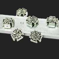 10pcs silver plated crosses spacer beads vintage bracelet metal accessories diy charms for jewelry crafts making 84mm p1200
