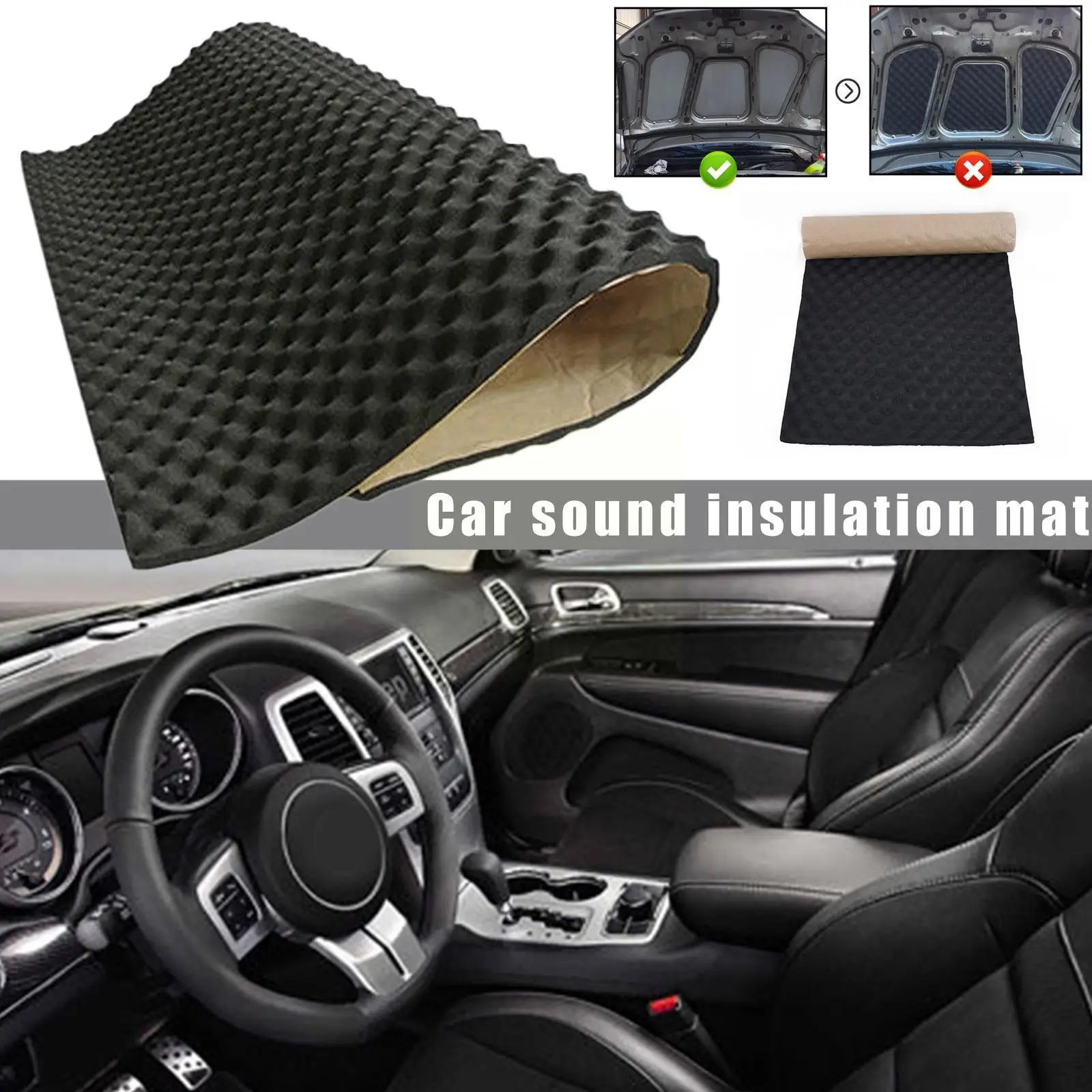 

Звукоизоляционный коврик для автомобильной капота, 20 мм, автомобильный звукоизоляционный коврик, теплостойкая волнистая пенопластовая панель, Звукопоглощающая для дома S X5o5