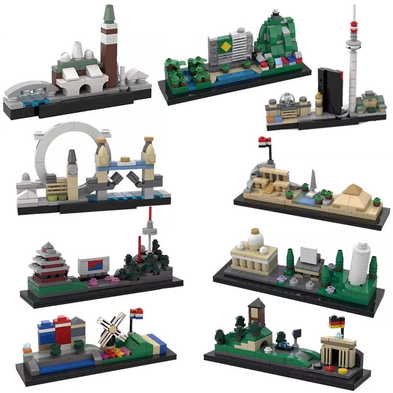 Фото Конструктор Bricklink строительные блоки здания Франкфурта Bremen Cleveland Нью-Йорк Венеция Берлин игрушки №2