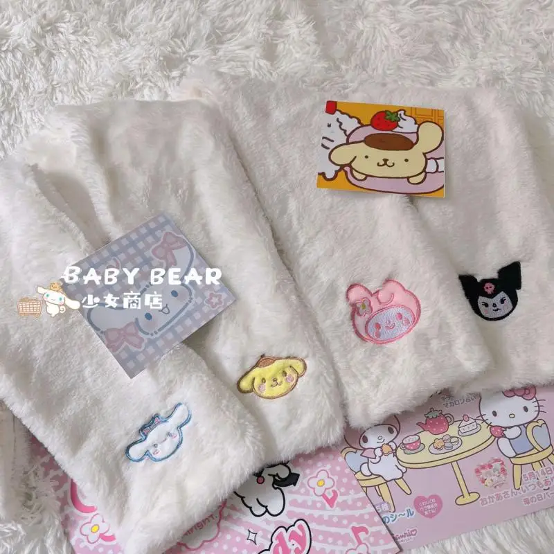 

Kawaii Sanriod аниме хобби Kuromi Cinnamoroll My Melody шарф женский милый пушистый осенне-зимний теплый плюшевый шарф милая серия