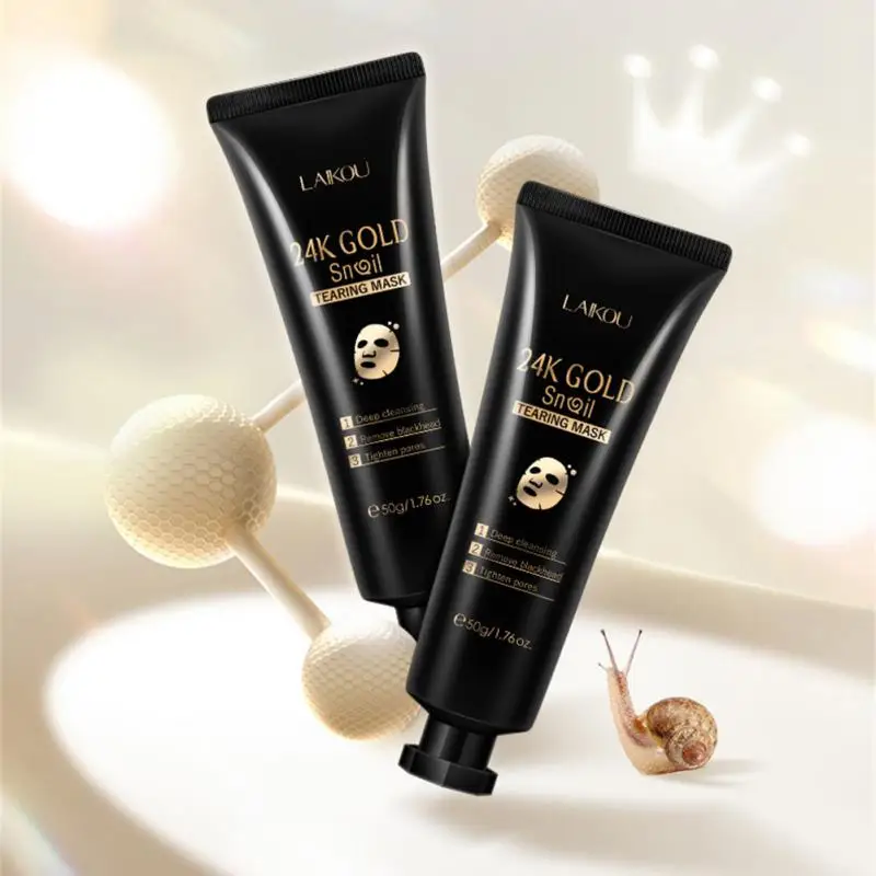 

24k Gold Blackhead Remover Nose Face Mask Snail Pore Strip Tearing Black Mask Peeling Acne Treatments Skin Care Deep Cleansing