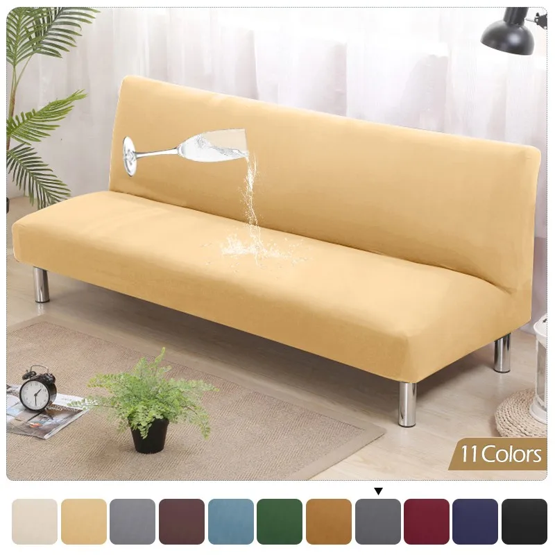

Waterproof Sofa Cover Folding Elastic Removable Armless Sofa Bed Cover Cheap Soft Furniture Covers For S/M/L Seat For Home Hotel