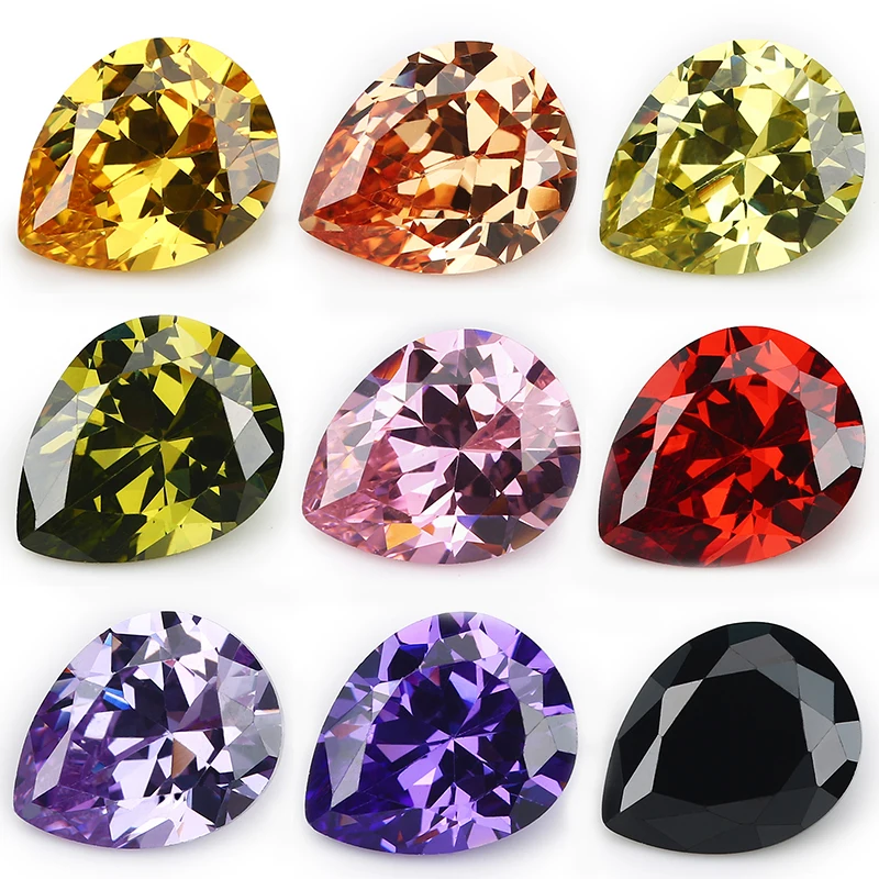 

Size 2x3mm-13x18mm AAAAA Pear CZ Stone Various Color Cubic Zirconia Stone Loose Synthetic Gems For Jewelry 2022
