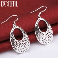 doteffil 925 sterling silver hollow flower drop earring for woman wedding engagement party fashion charm jewelry