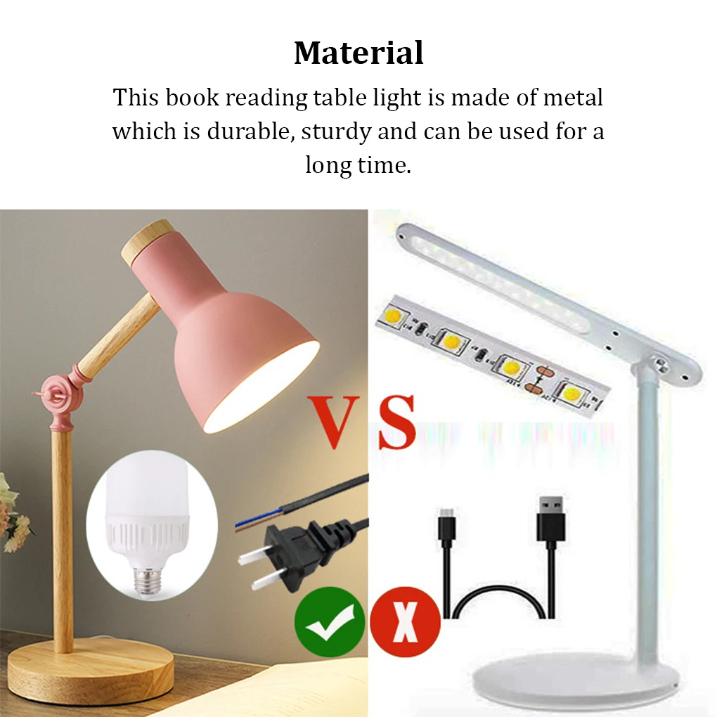 

Night Reading Table Light with Lampshade Adjustable 3 Colors Bedside Desk Lamp for Bedroom Dormitory White Warm Light