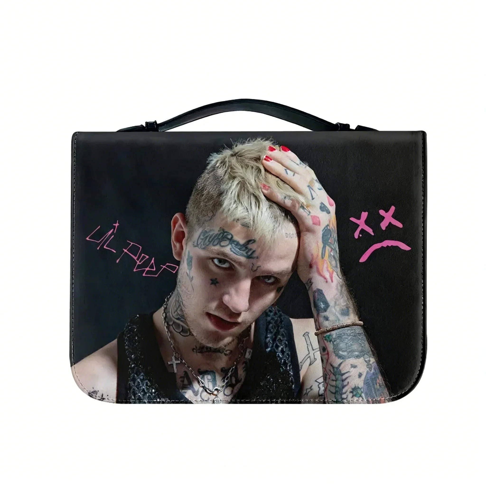 Фото Сумка для Библии Harajuku Lil Peep, хип-хоп, рэпер, христианские подарки, чехол для Библии, водонепроницаемая кожаная сумка с карманами, футляр. №3