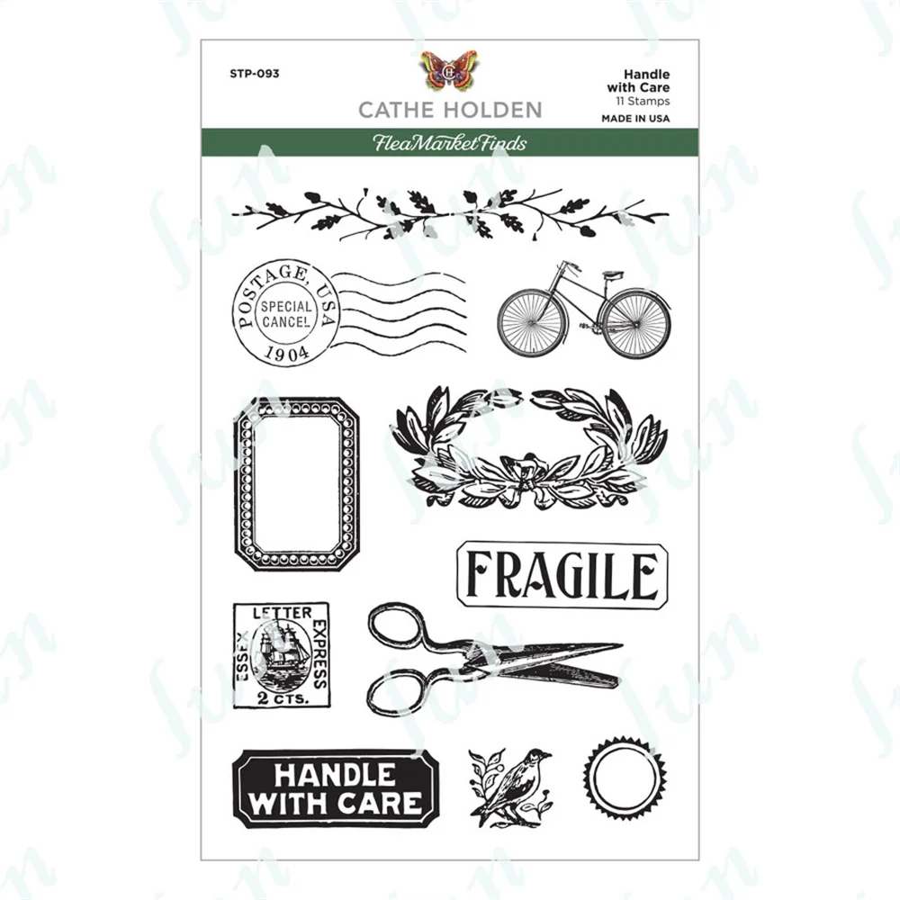 

2022 New Handle with Care Metal Cutting Dies and Stamps Set Diy Scrapbook Photo Album Card Crafts Coloring Decor Embossing Molds