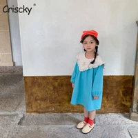 criscky baby girl cotton doll dress 2022 spring korean girls floral embroidery bubble sleeve dress princess dress
