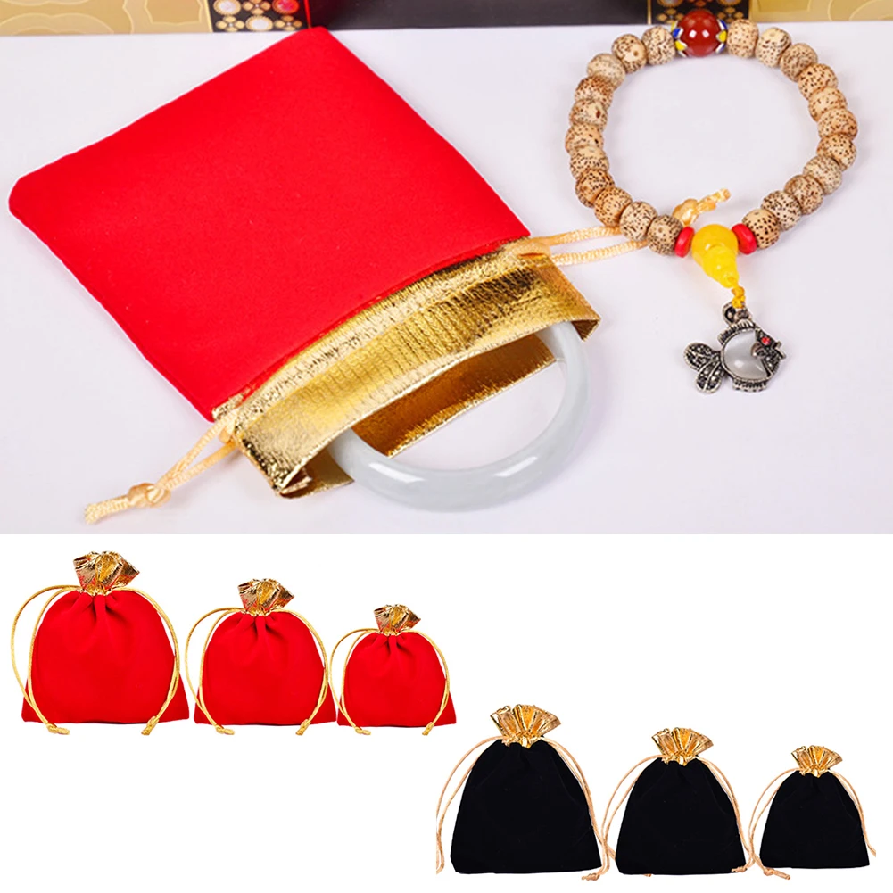 

5PCS Cloth Bag Drawstring Velvet Sachet Pouches Jewelry Packaging Gift Bags Can Customize 7x9/10*12/12*15CM Accessories