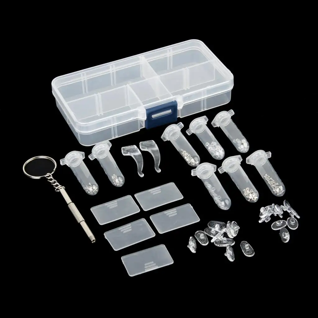 Spectacle Eyeglasses Eyewear Nose Pad Screws Nuts Repair Tools Accessory Kit