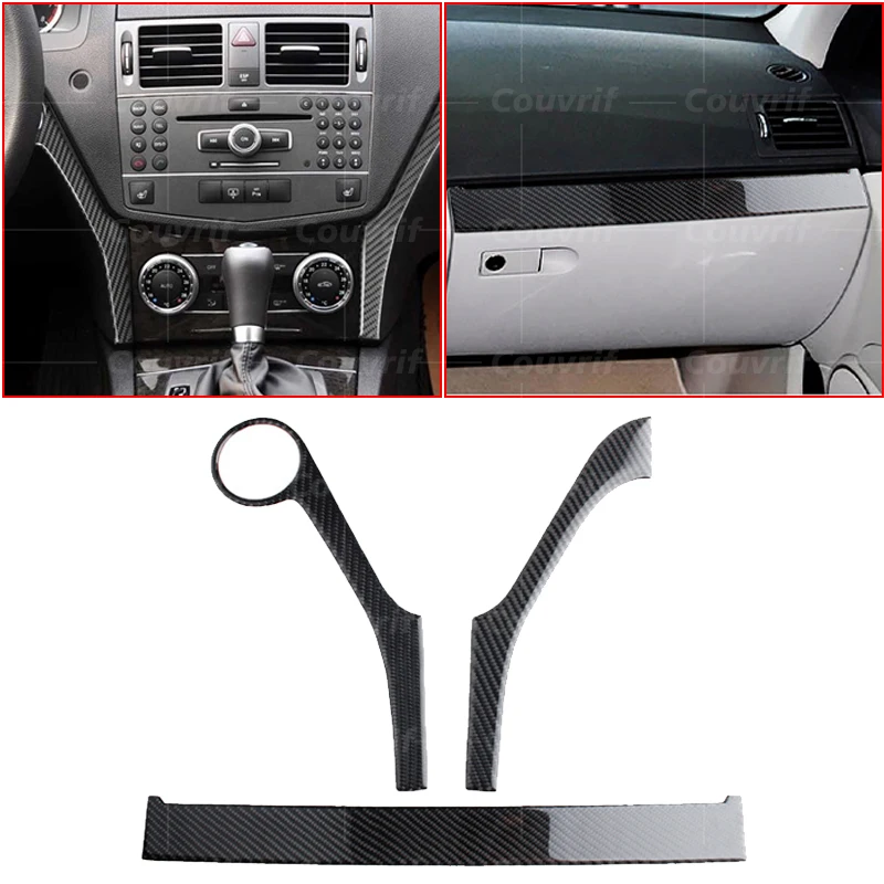 

Внутренняя крышка из углеродного волокна, декоративная полоса для центральной консоли, наклейки для Mercedes-Benz C-Class W204 E-Class W212, автомобильные а...