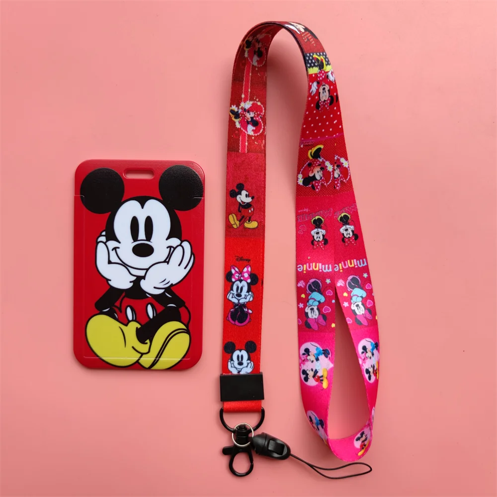 

Disney Mickey ID Name Card Case Woker Name Red Credit Business Card Holder Badge Holder Gift