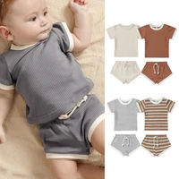 2022 new summer newborn baby clothing sets baby boys girls sets striped t shirt shorts casual infant children clothes 0 3 years