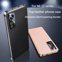 new xiaomi mi12 pro luxury leather electroplating frame all inclusive lens high end business phone case for mi12 x 11ultra cover