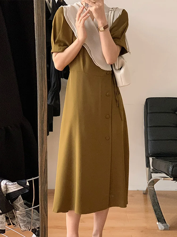 

Платье женское Двухслойное с оборками и V-образным вырезом