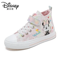 disney 2022 spring new cute cartoon minnie mouse childrens high top shoes soft bottom all match canvas shoes