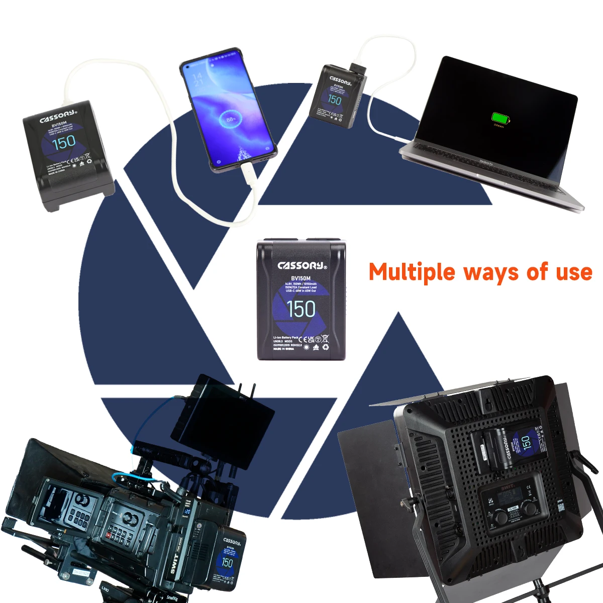 CASSORY BV150M Аккумулятор с V-образным креплением и мини-карманным D-tap NANO аккумуляторы
