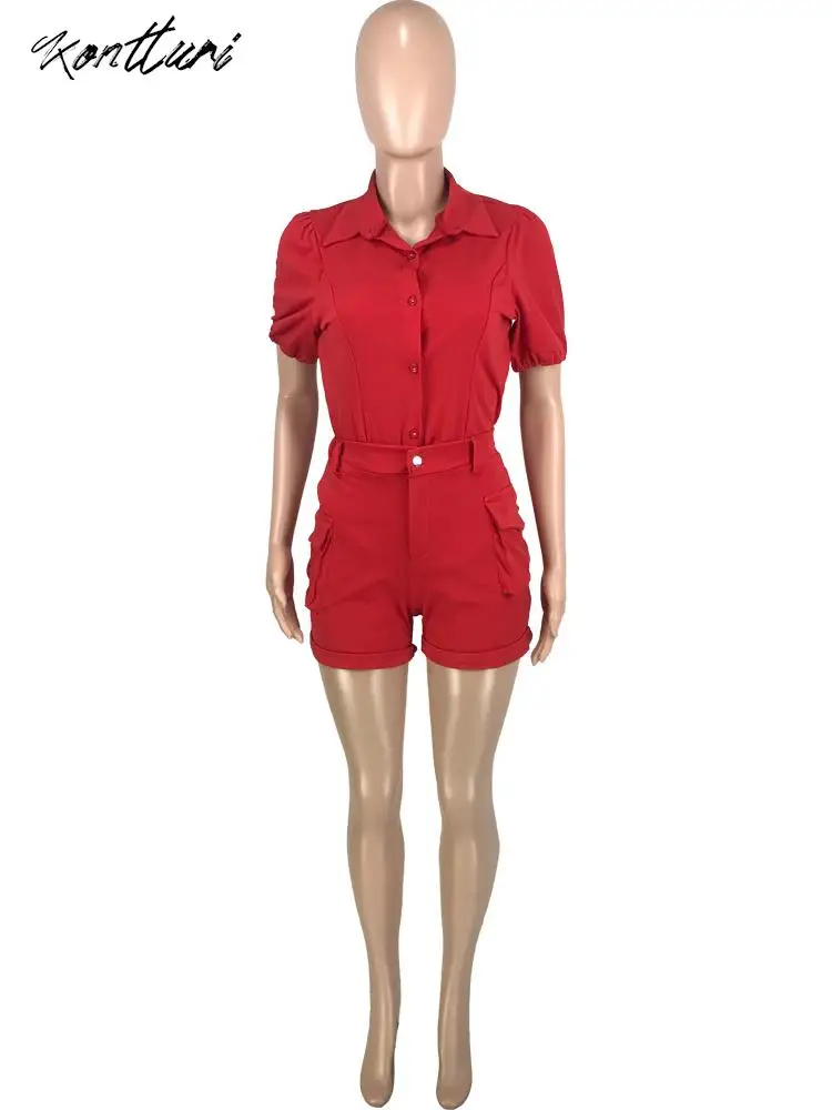 Летняя уличная одежда Kontturi карго с карманами однотонная женская из двух