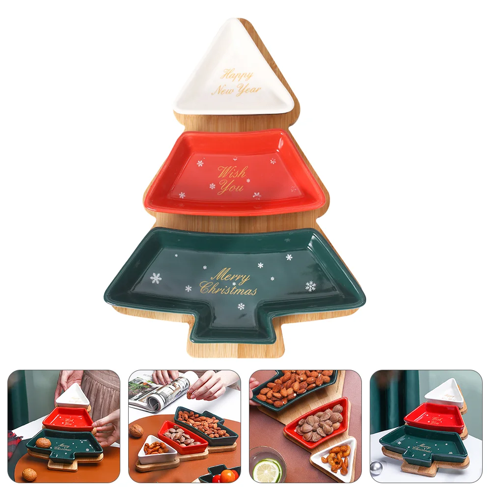 

1 Set Multifunction Christmas Tree Shape Fruit Plates Ceramics Candy Snack Trays