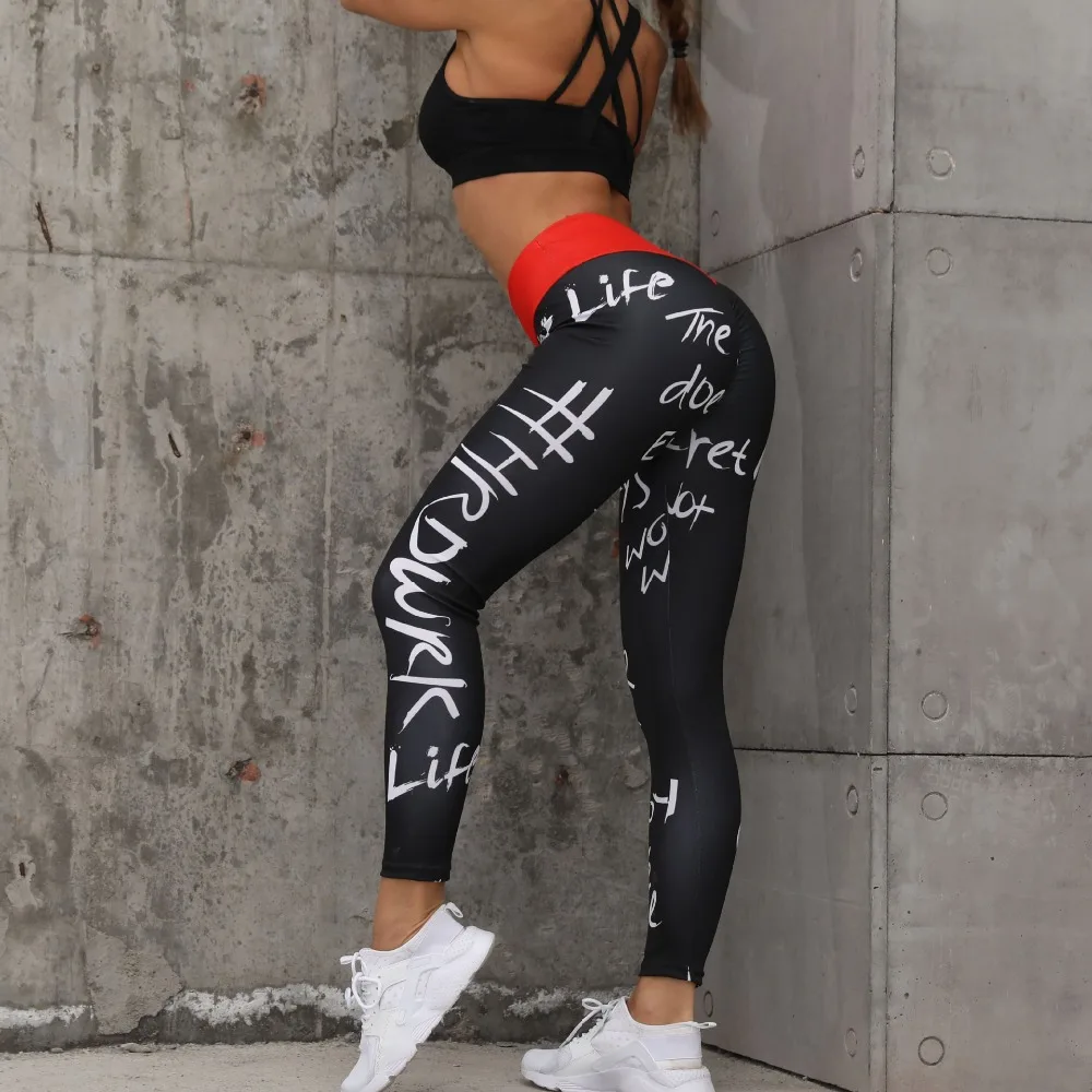 

2022Hot Sale Letter Printed Women Sport Leggings High Waisted Push Up Yoga Pants Woman Gym Fitness Running Tights Running Legins