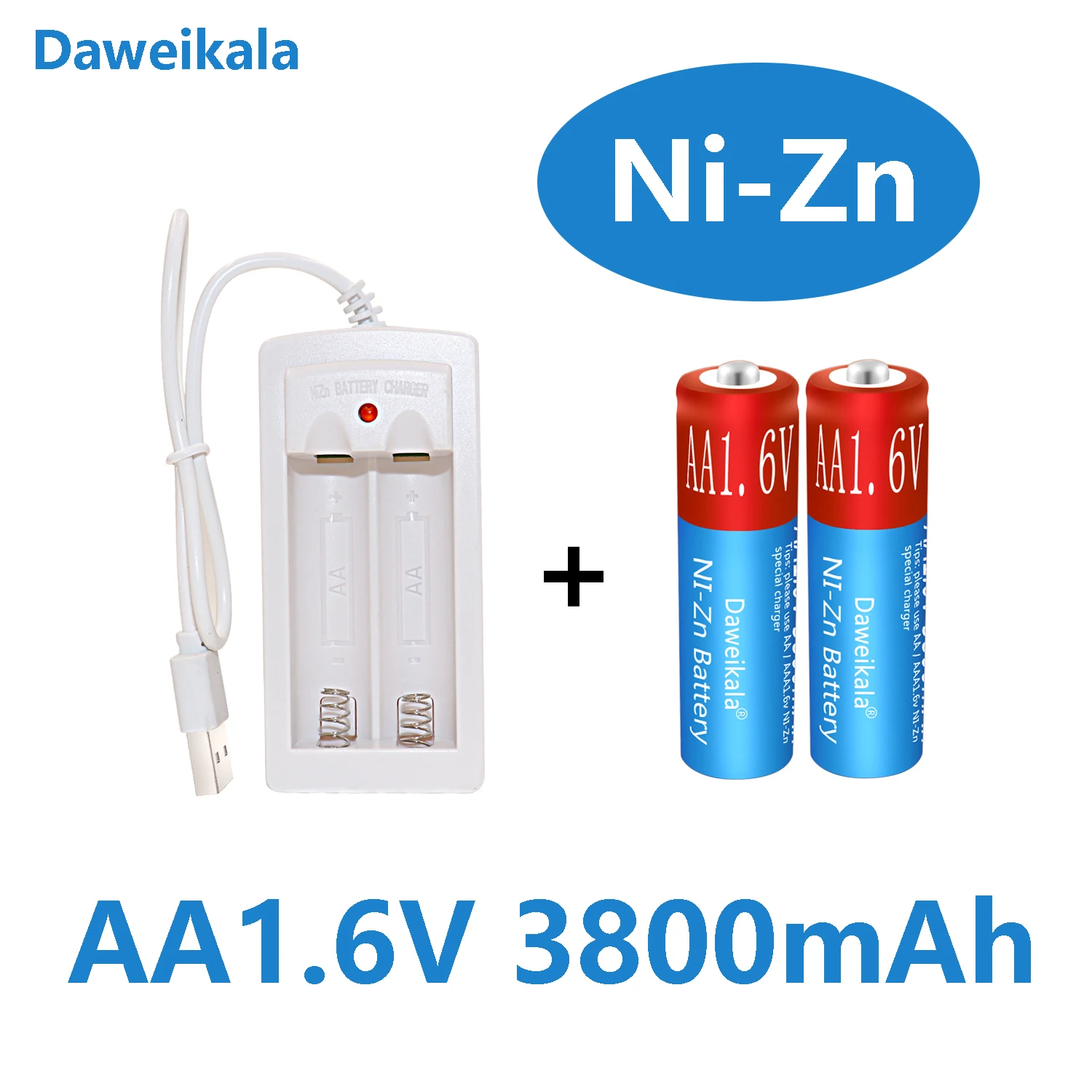 

AA 1.6V Ni-Zn 3800mAh Rechargeable Battery And charger 1.5V/1.2V Specially Designed for CD,Game Machine,toy,Flashlight Etc