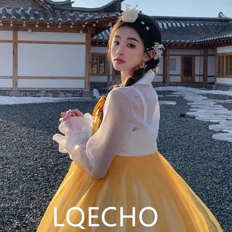 Традиционный костюм в Корейском стиле для женщин элегантное платье Hanbok длинное