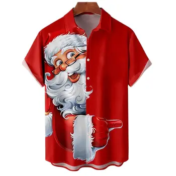 New Christmas Shirts For Men 3d Print Santa Short Sleeve T Shirt Fashion Xmas Blouse Oversized Tees Shirt Men Clothing Camisas 1
