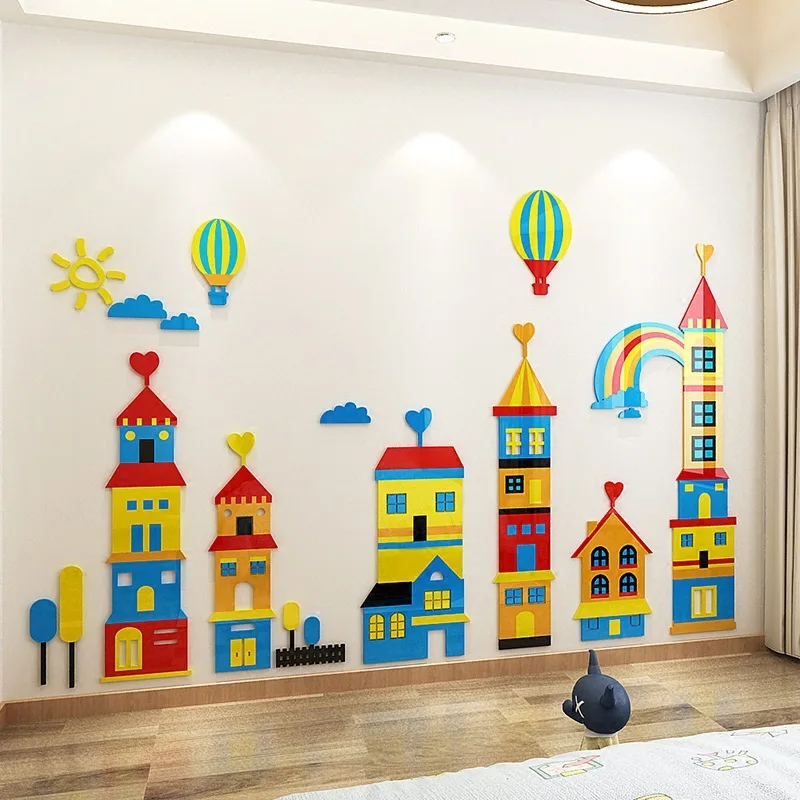 

Children's Room Decorative Acrylic 3D Wall Sticker bedroom cartoon stickers Kindergarten background wall layout painting