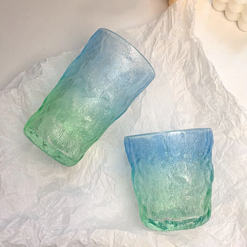 

Creative Glacier Blue Glass Mug Cups Drinking Tumbler for Summer Ice Drinks Beer Juice Tea Drinkware Home Bar kitchen