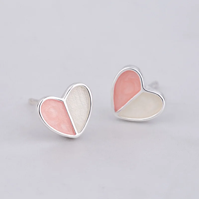 Модные посеребренные серьги-гвоздики в форме сердца для женщин и девушек