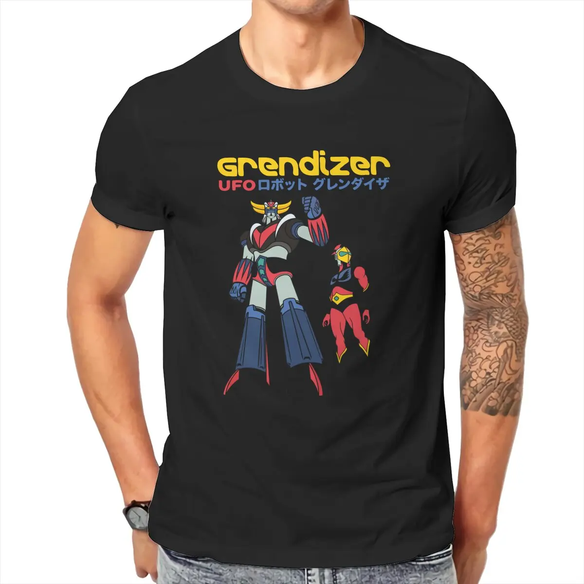 

Men's UFO Robot Goldrake Anime T Shirt Goldorak Grandizer Vegan Cotton Clothing Short Sleeve Crew Neck Tees Summer T-Shirt