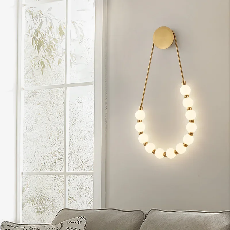 

Modern Minimalist Bedroom Bedside Wall Lamp Italian Cream Style Living Room Wall Light Bulb Creative Design Necklace Magic Bean