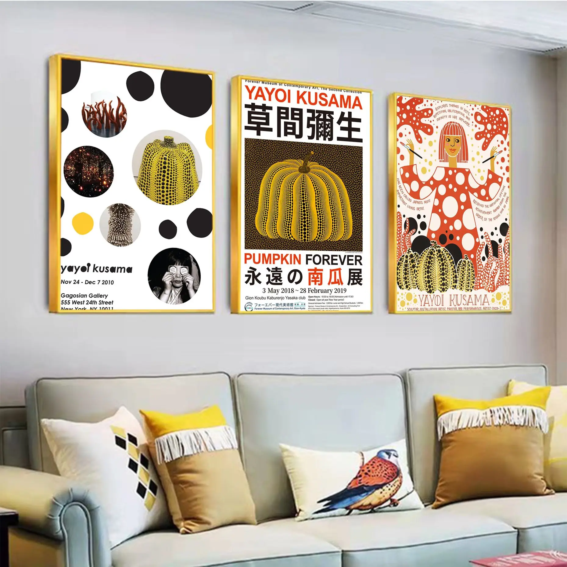 

Yayoi Kusama Pumpkin Abstract Good Quality Prints and Posters Decoracion Painting Wall Art White Kraft Paper Art Wall Stickers