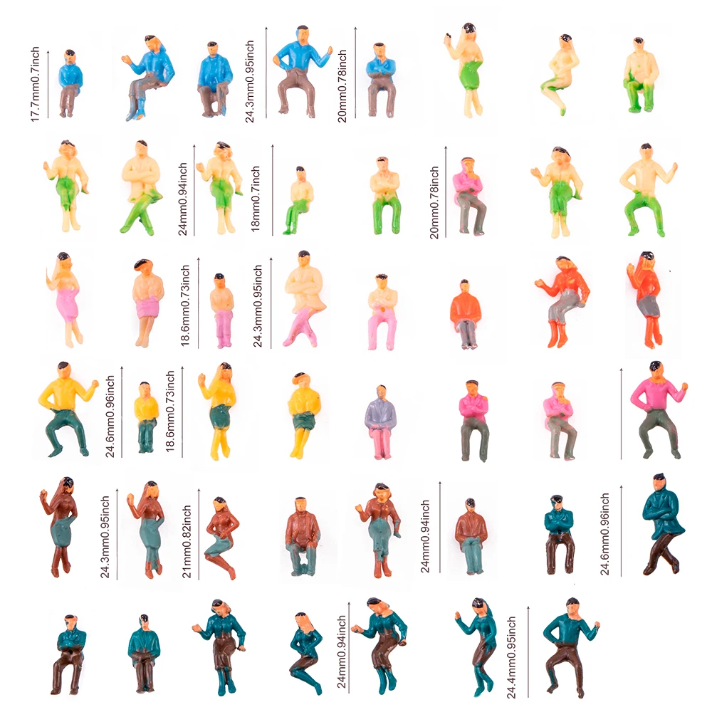 

30pcs 1:75 Model People ABS Seated Sitting Painted Figures Railway Train Layout Architecture Building Layout for Diorama