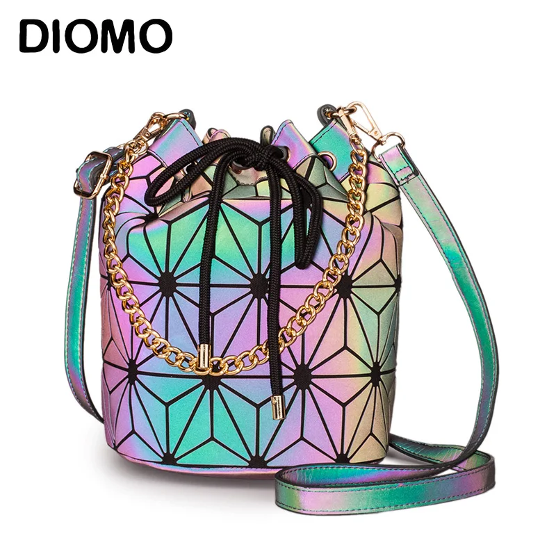 

DIOMO Women's Bags Fashion 2022 Trend Geometric Reflective Luminous Bucket Bag Designer Handbags Crossbody Shoulder Bags