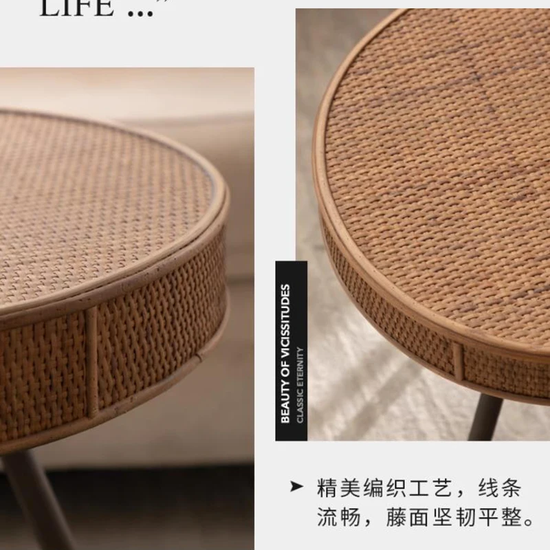 Modern Living Room Sofa Tables Coffee Rattan Wooden Italian Design Home Furniture Sofá Y Mesa LLST