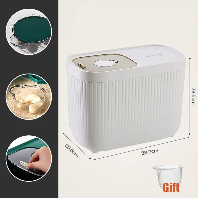 

5KG/10KG/15KG Rice Bucket Kitchen Insect-Proof Grains Flour Storage Container Pet Food Sealed Jar Cereals Organizer Containers