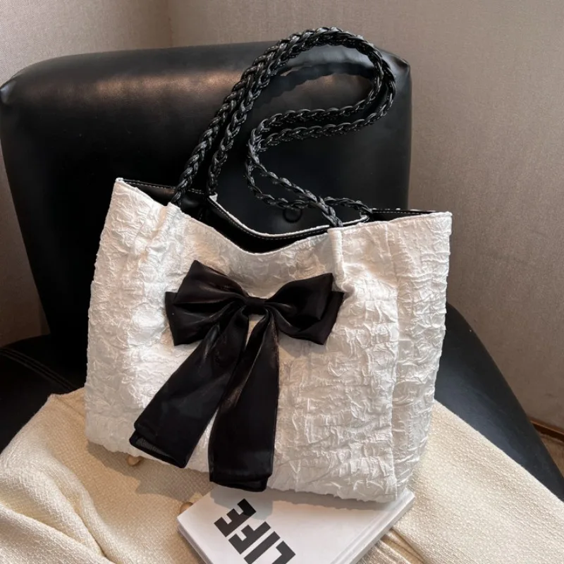 Сумка-тоут женская с бантом элегантная портативная вместительная сумочка на