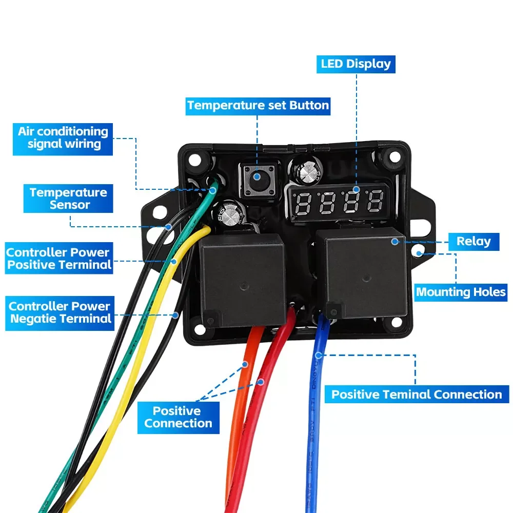 

0444 Комплект переключателя контроллера цифровых вентиляторов радиатора 12 В и 24 В, комплект цифрового электрического терматического вентилятора с регулируемым диапазоном температуры